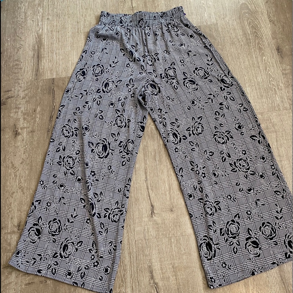 Gypsy Boho Rose Bud High Rise Palazzo Pants Sz M